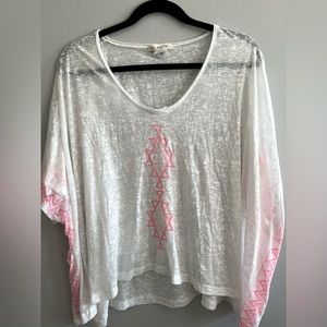 Billabong Sheer White & Pink Aztec Pattern Poncho